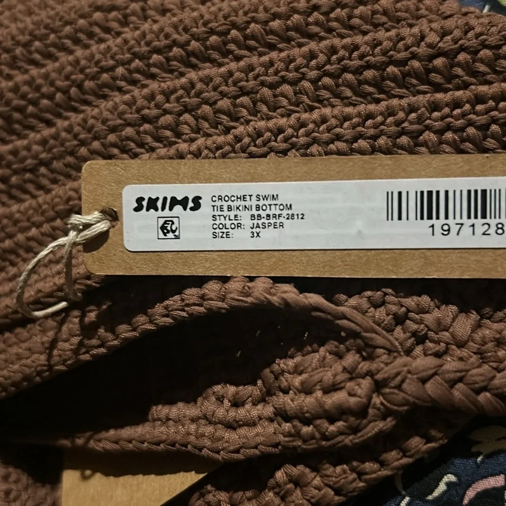 Skims Crochet Jasper Brown Bikini Bottom color Size 3x NWT new